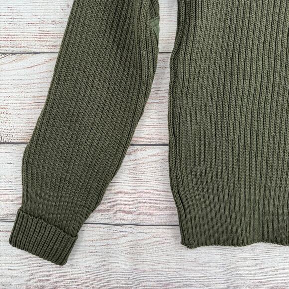 Vintage SEBO Knitwear Army Wool Commando Military Sweater Mens 40 Green Rib Knit - Picture 5 of 12
